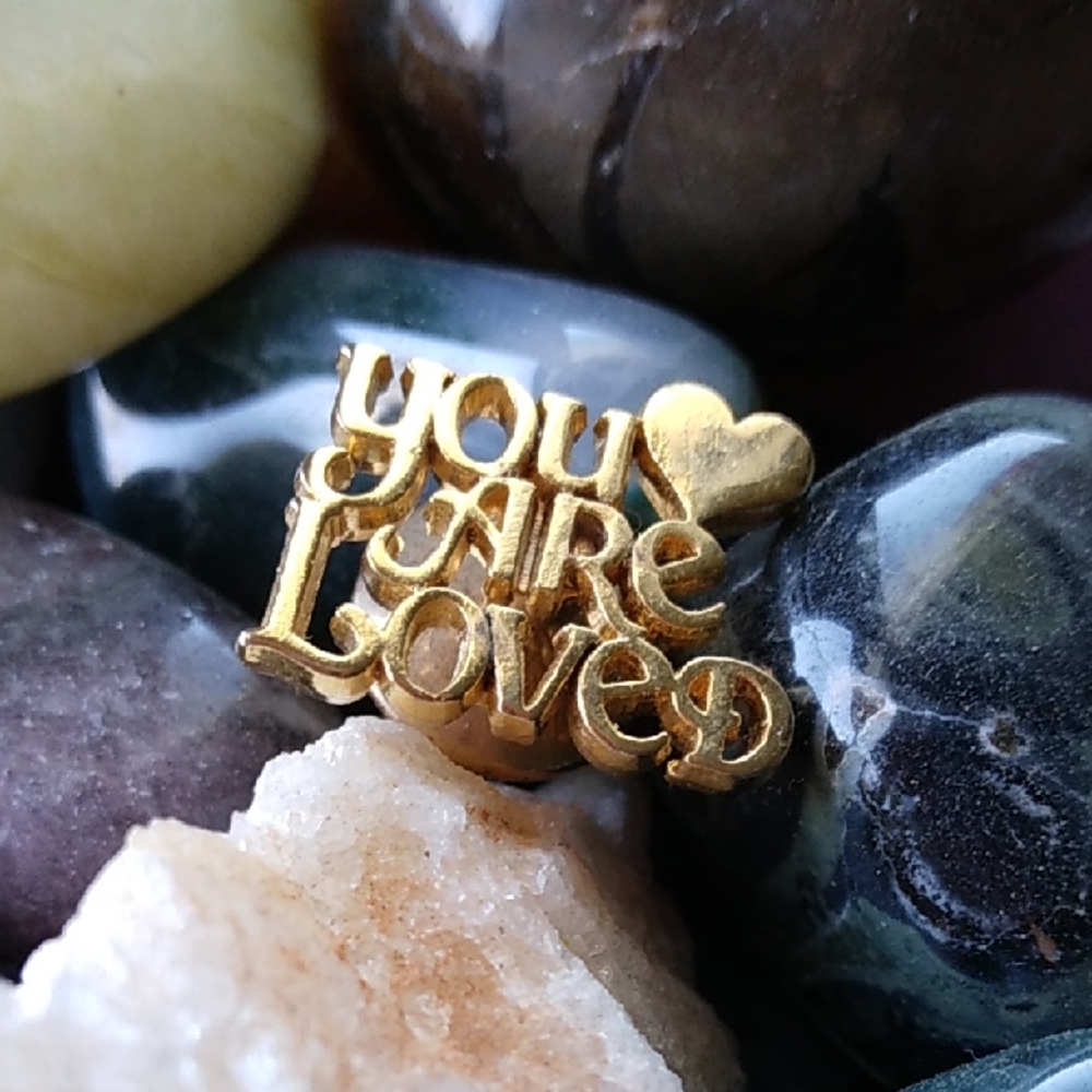 Vintage Heart You Are Loved Gold Brooch